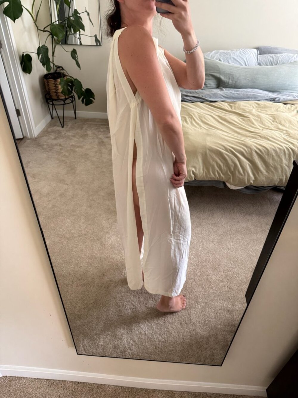Vintage Iris Lingerie Silk Blend Double High Slit Nightgown Size Medium